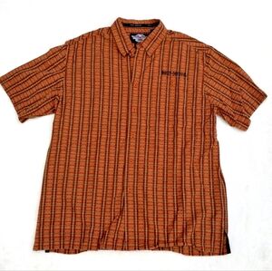 Vintage Harley Davidson Plaid Logo Short Sleeved Men's Shirt Size Large Orange